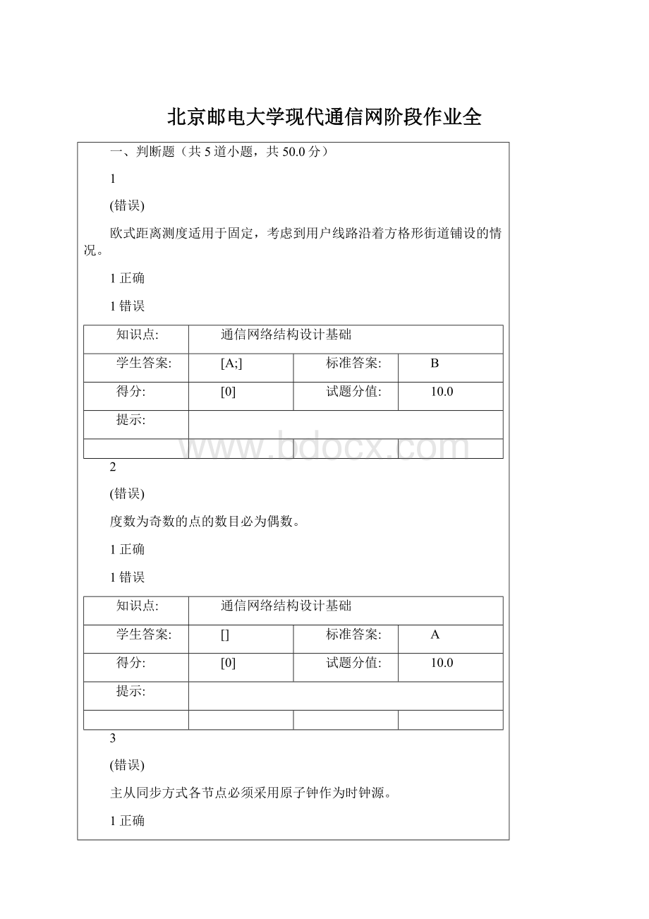 北京邮电大学现代通信网阶段作业全.docx_第1页