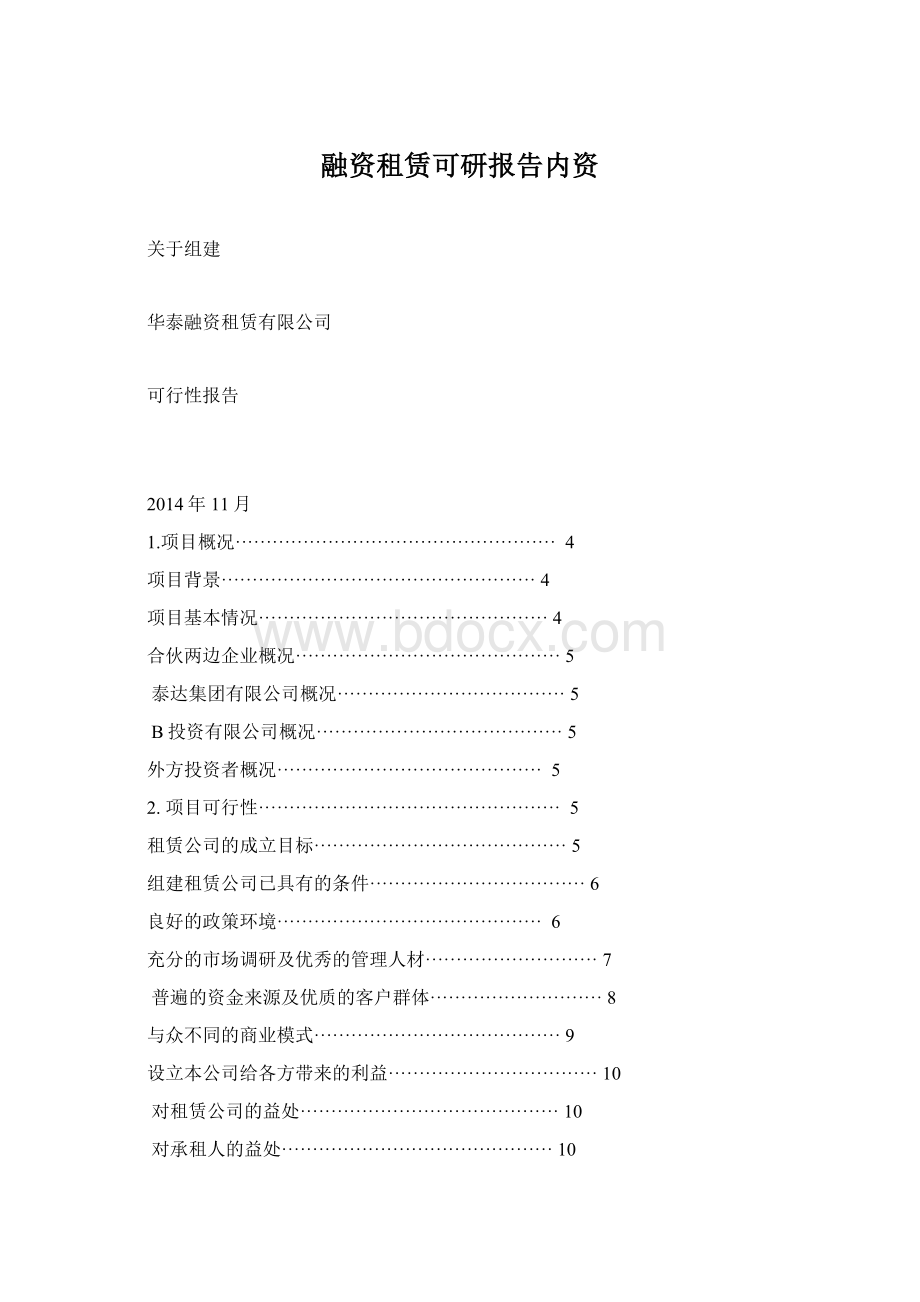 融资租赁可研报告内资Word格式.docx