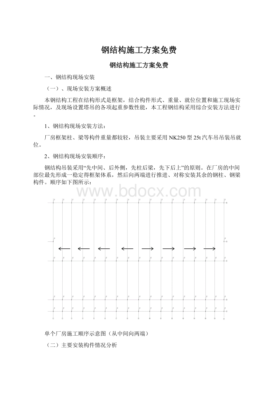 钢结构施工方案免费Word文档格式.docx