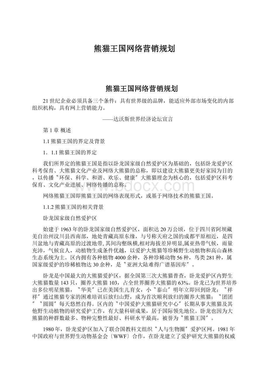 熊猫王国网络营销规划.docx