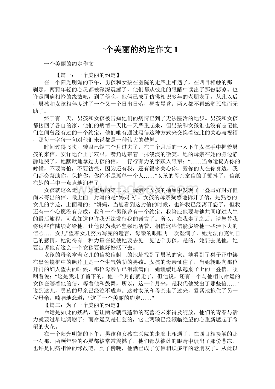 一个美丽的约定作文1Word文件下载.docx