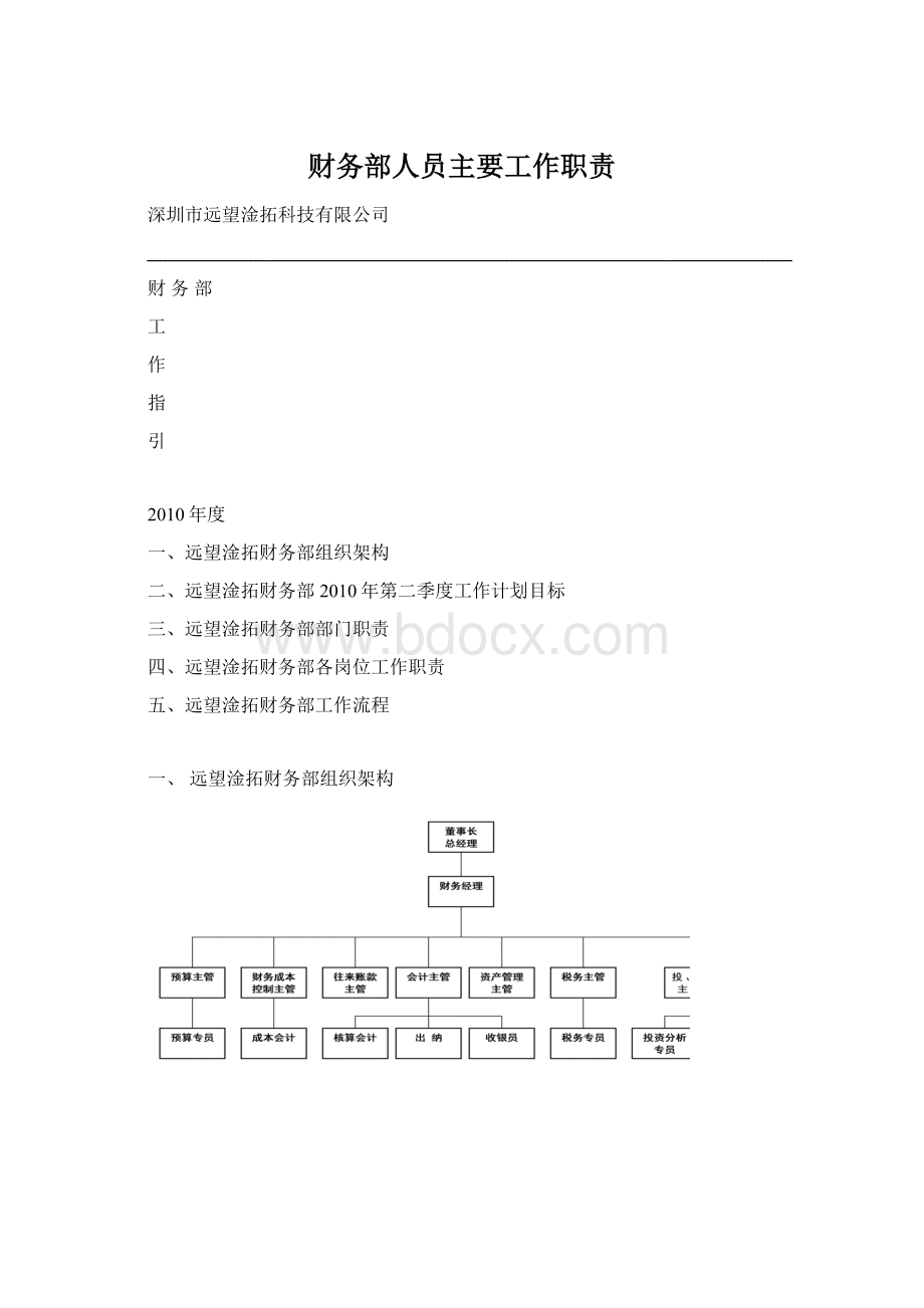 财务部人员主要工作职责Word文档下载推荐.docx