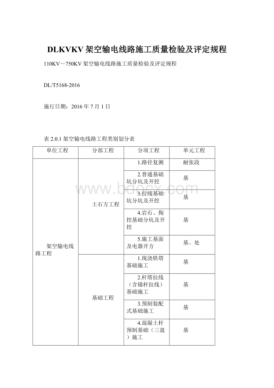 DLKVKV架空输电线路施工质量检验及评定规程.docx