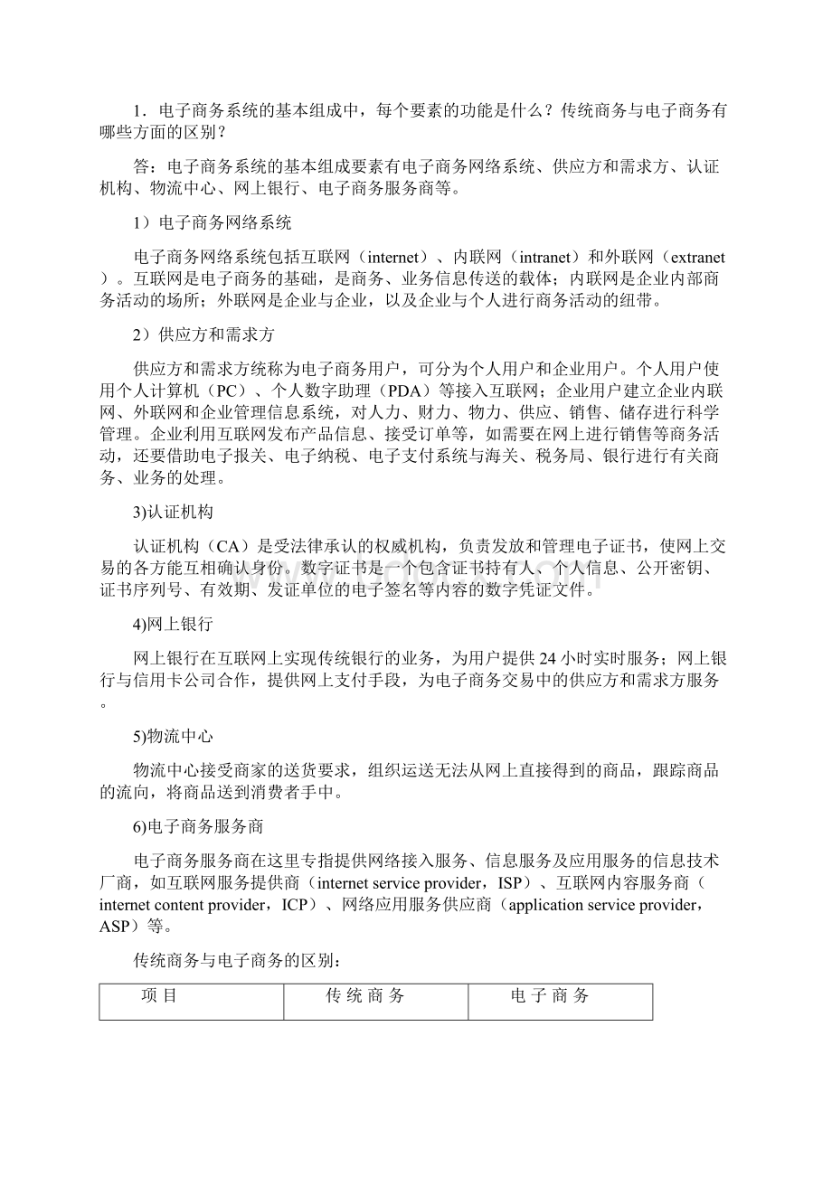 人民邮电出版社《电子商务概论》课后习题答案文档格式.docx_第2页