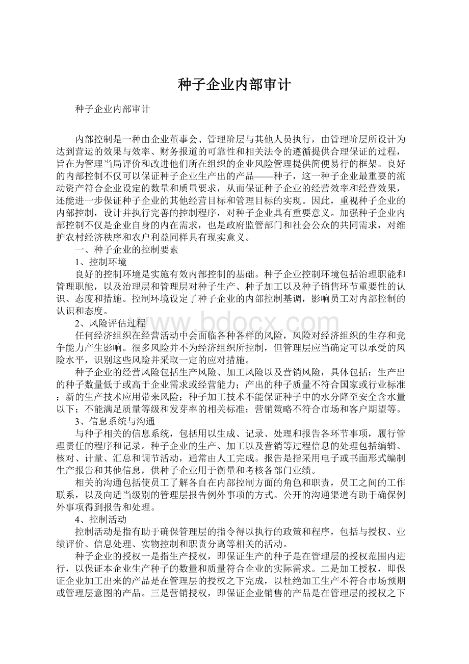 种子企业内部审计.docx