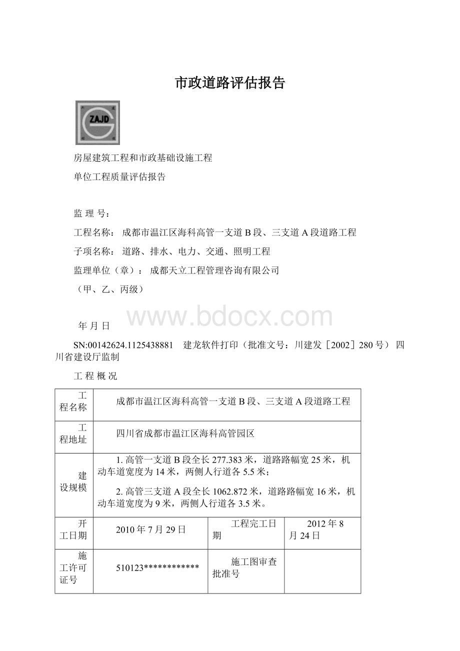 市政道路评估报告.docx