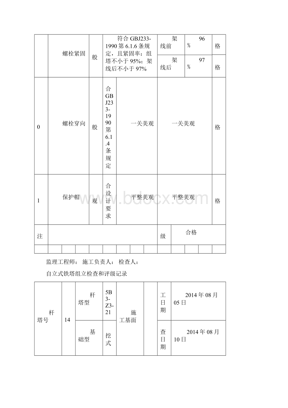 铁塔组立检查记录表文档格式.docx_第3页