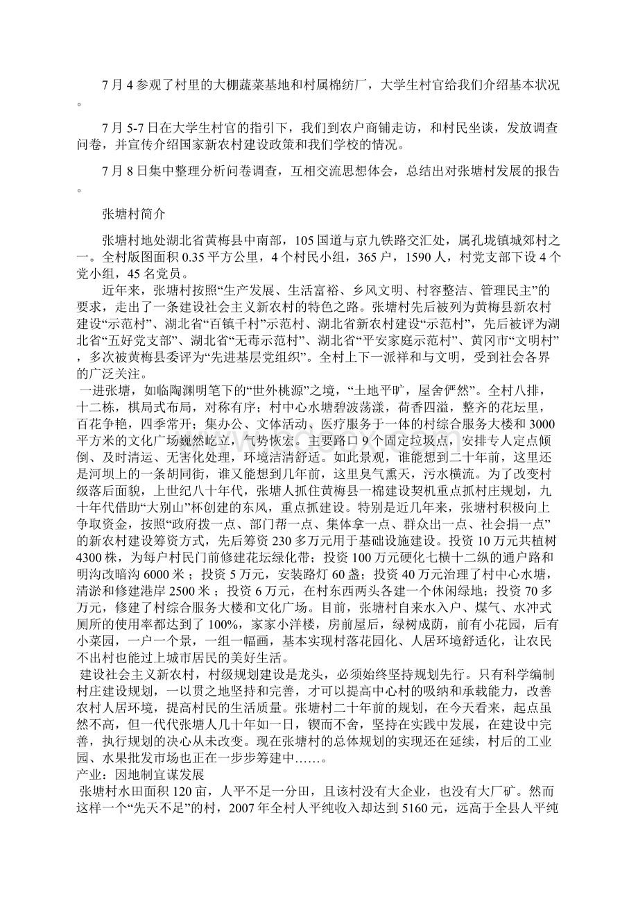 关于对湖北省张塘村新农村建设的实践报告Word文件下载.docx_第3页