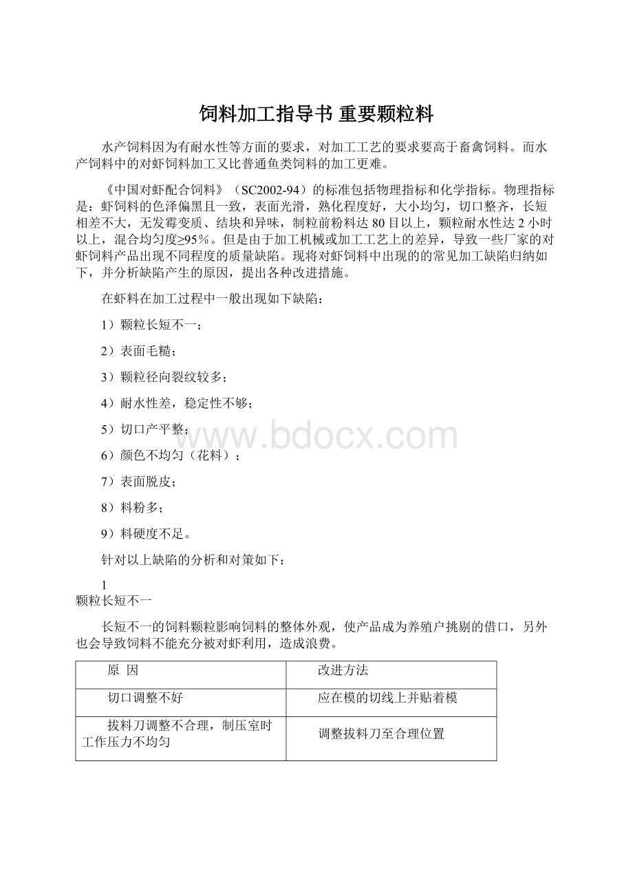 饲料加工指导书 重要颗粒料.docx