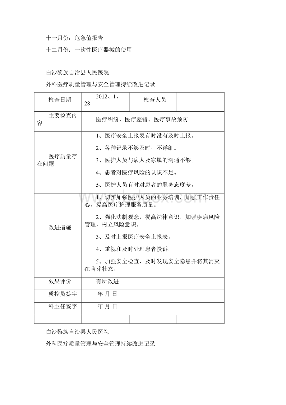 外科医疗质量持续改进记录教学文案Word格式文档下载.docx_第3页