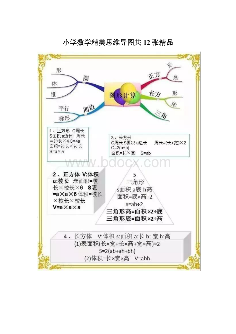 小学数学精美思维导图共12张精品Word格式文档下载.docx