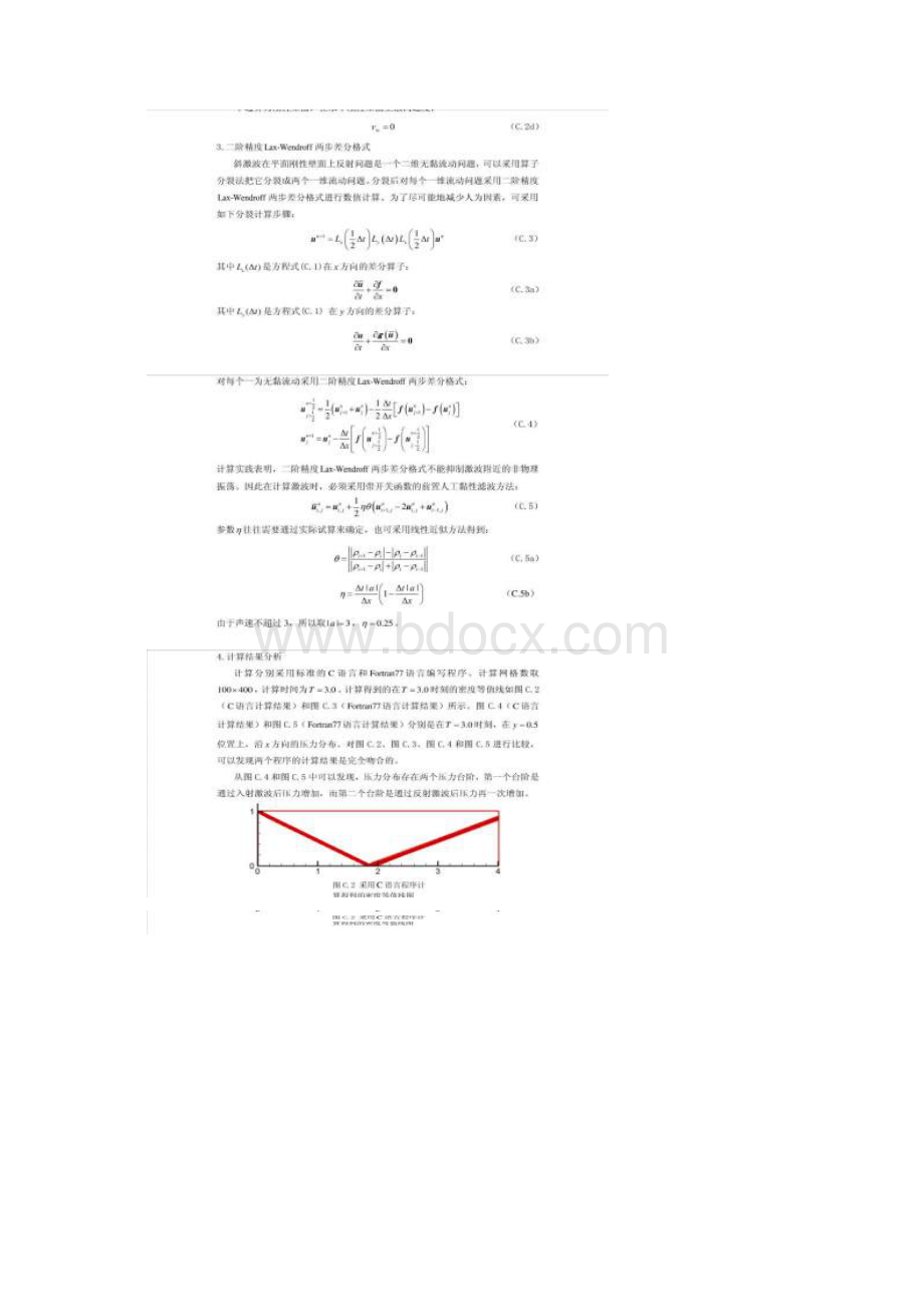 附录C 二维斜激波在平面刚壁上反射问题的数值解和计算程序Word下载.docx_第2页