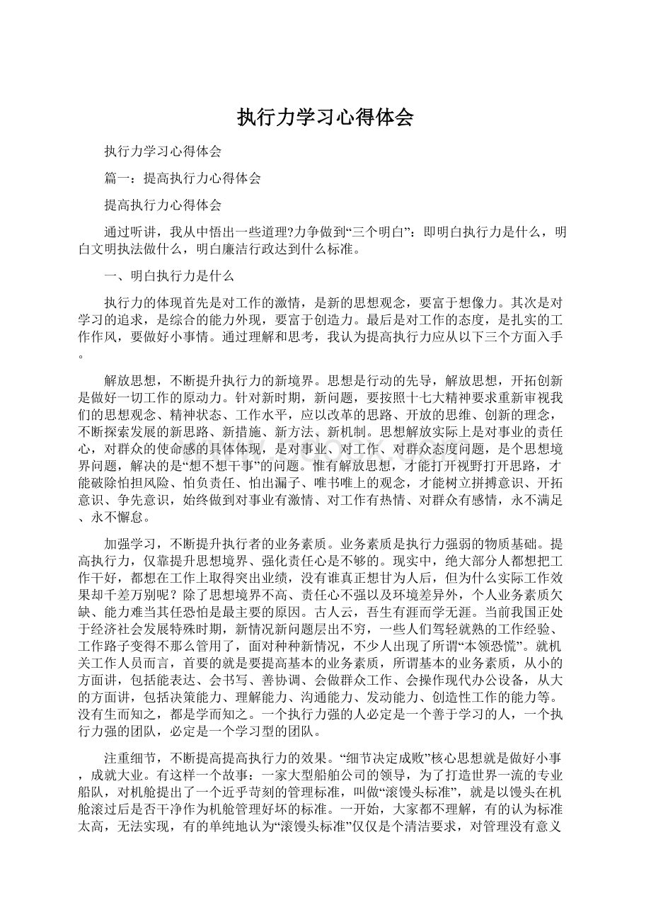 执行力学习心得体会Word格式.docx