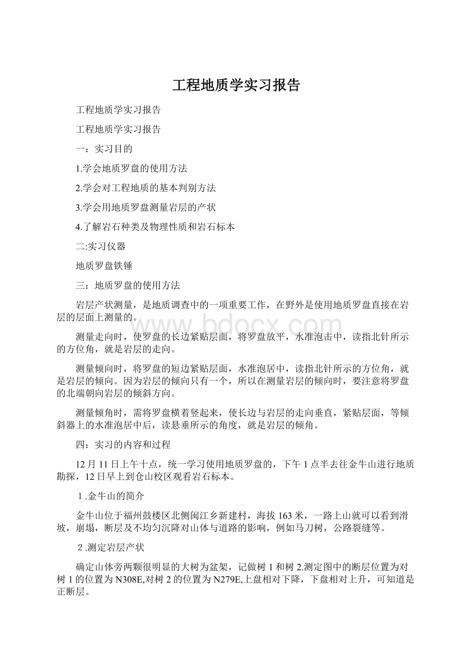 工程地质学实习报告Word文档下载推荐.docx_第1页