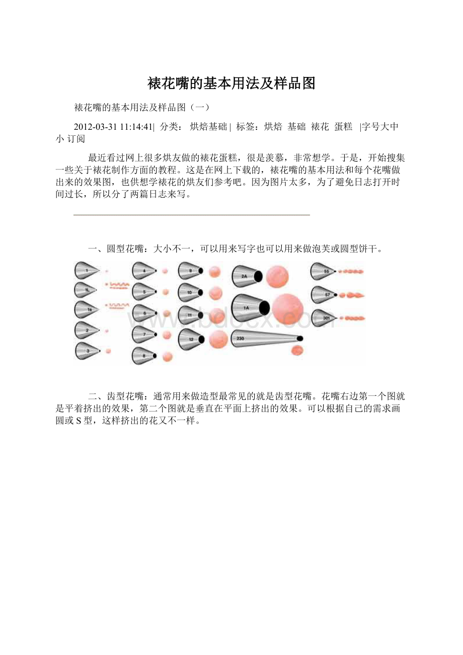 裱花嘴的基本用法及样品图Word文档格式.docx