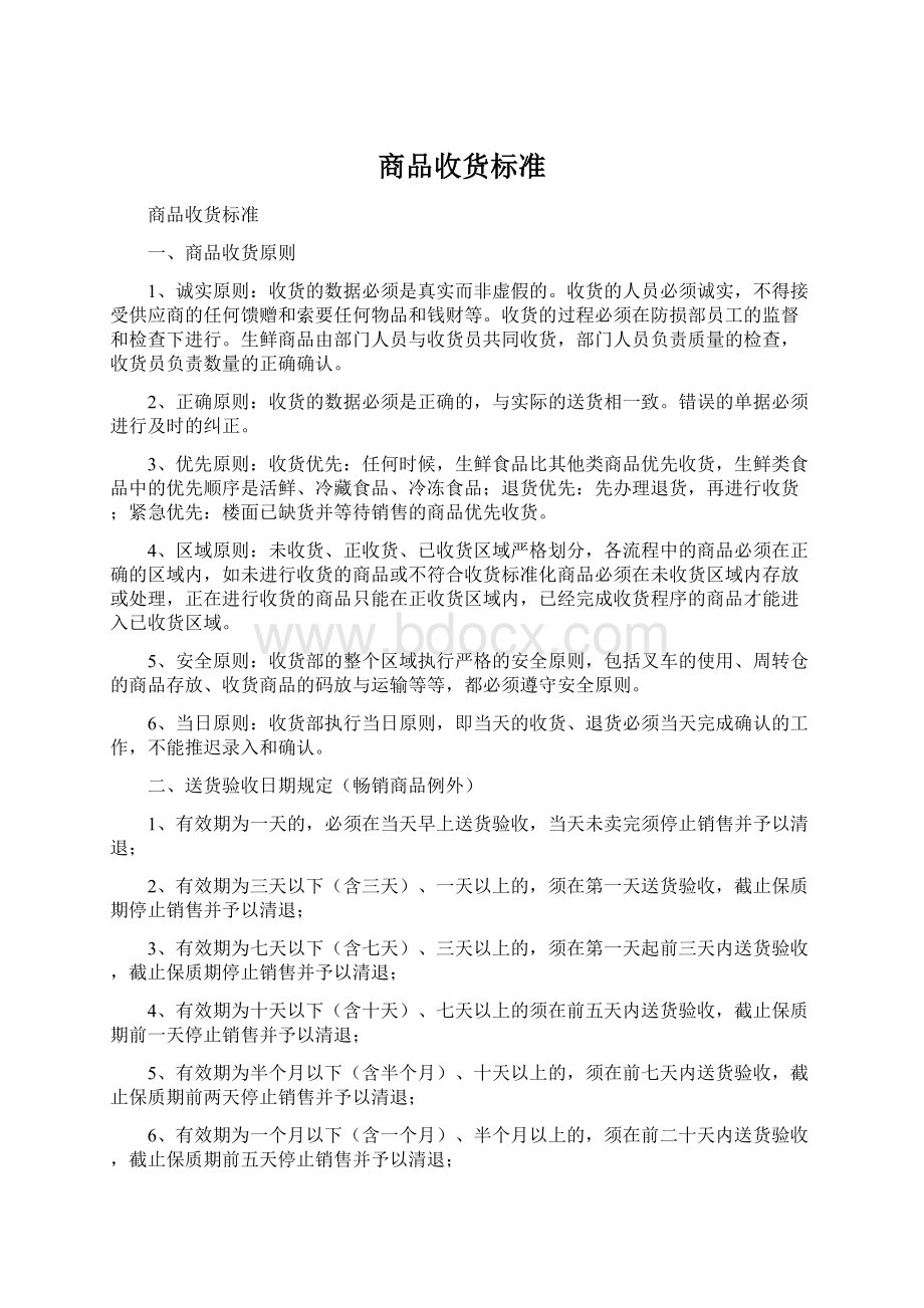 商品收货标准Word文档格式.docx_第1页