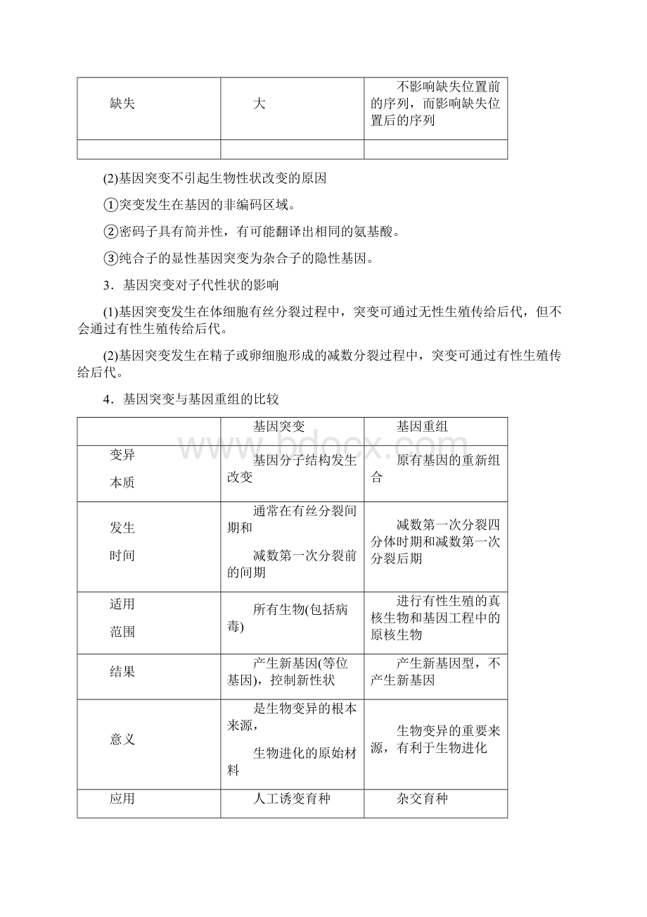 高三生物一轮复习第三单元生物的变异育种和进化学案新人教版必修2Word文档格式.docx_第3页