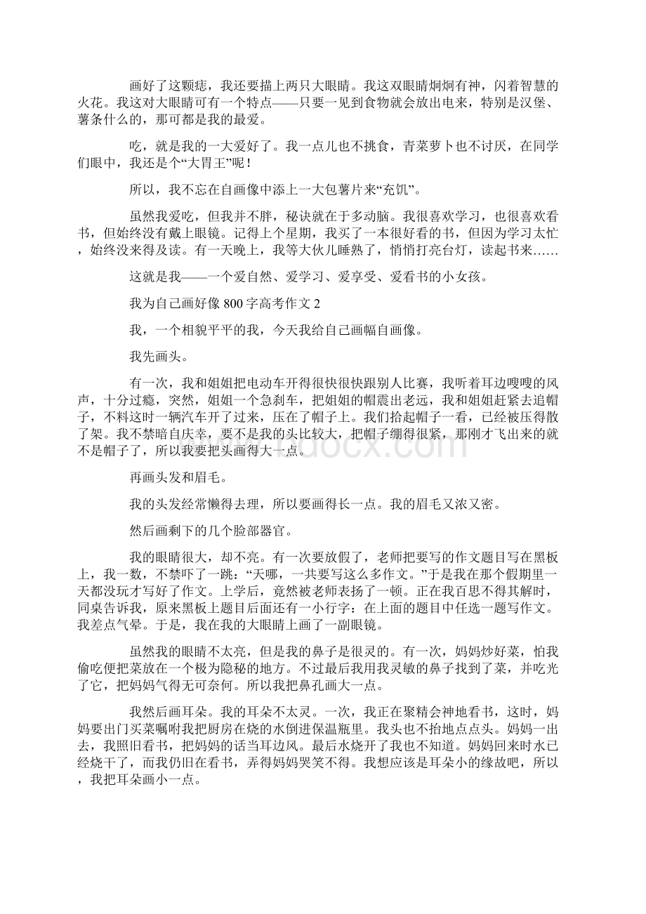 我为自己画好像800字高考作文Word文档格式.docx_第2页