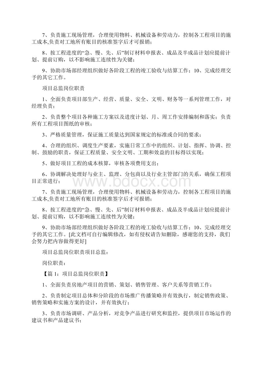 项目工程总监岗位职责共4篇.docx_第2页