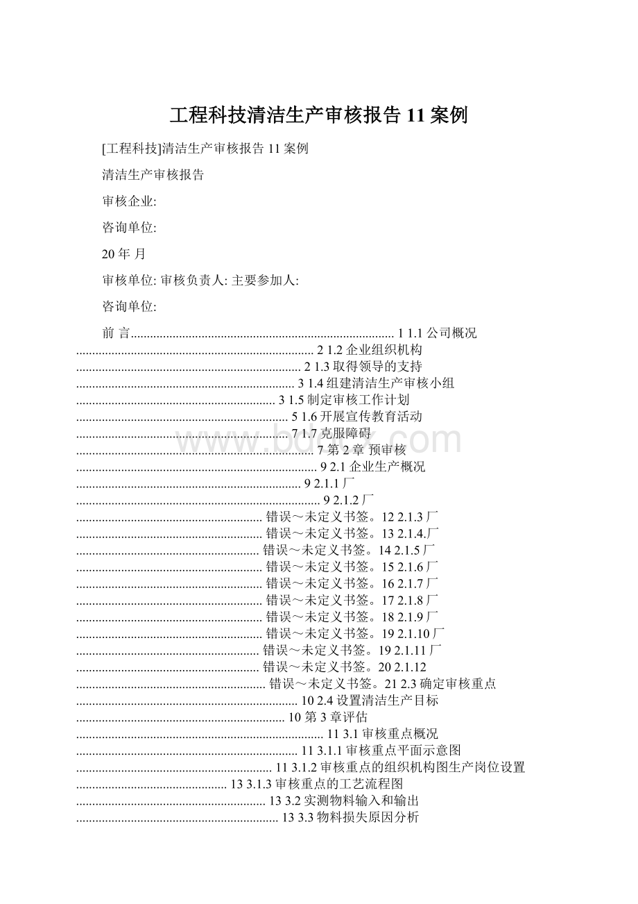 工程科技清洁生产审核报告11案例Word格式文档下载.docx_第1页