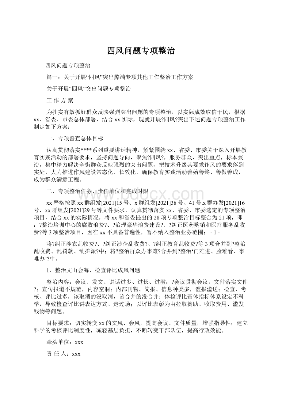 四风问题专项整治.docx