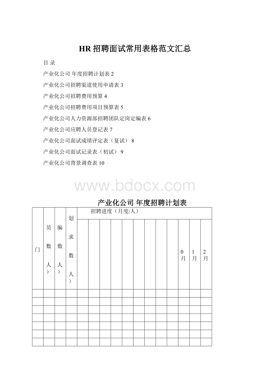 HR招聘面试常用表格范文汇总.docx_第1页