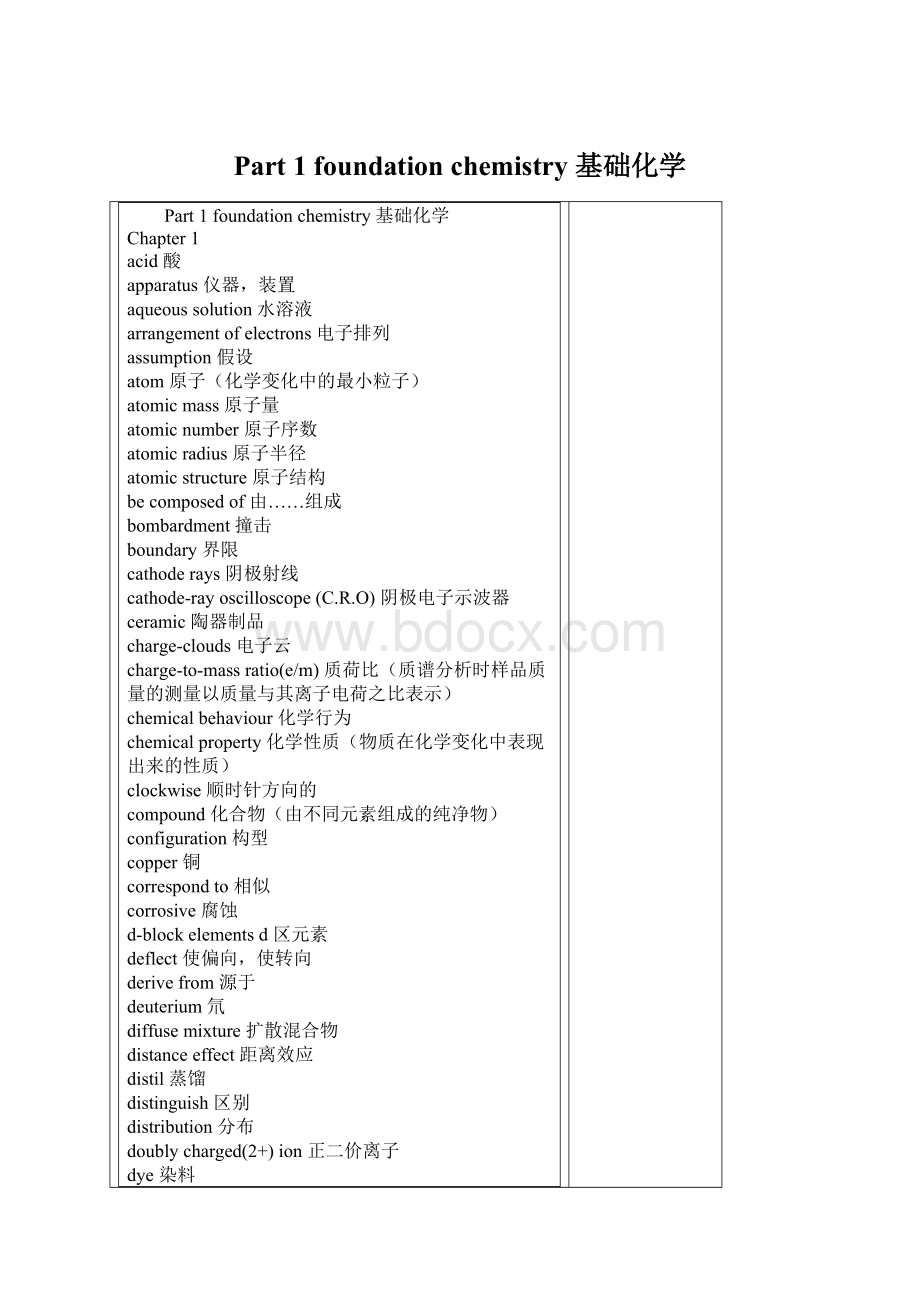 Part 1 foundation chemistry 基础化学Word文件下载.docx