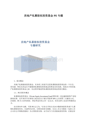 房地产私募股权投资基金PE专题文档格式.docx