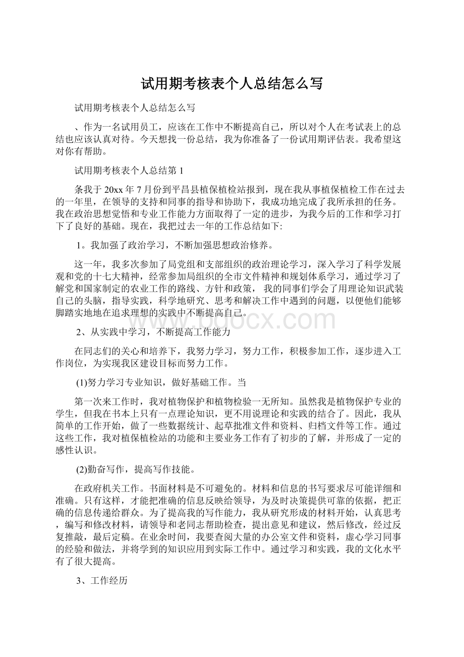 试用期考核表个人总结怎么写.docx