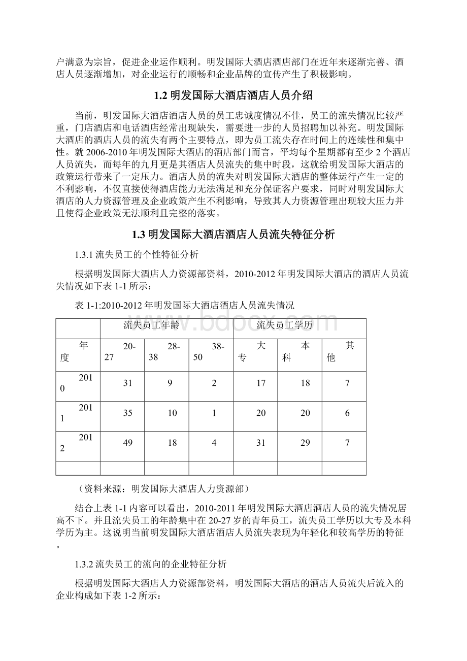 浅谈星级酒店员工流失的原因及对策以明发国际大酒店为例毕业论文Word文档格式.docx_第2页