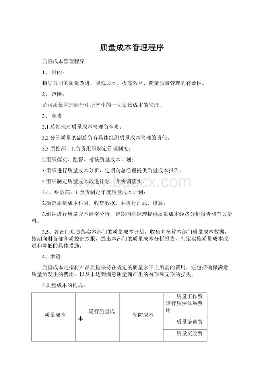 质量成本管理程序Word格式.docx