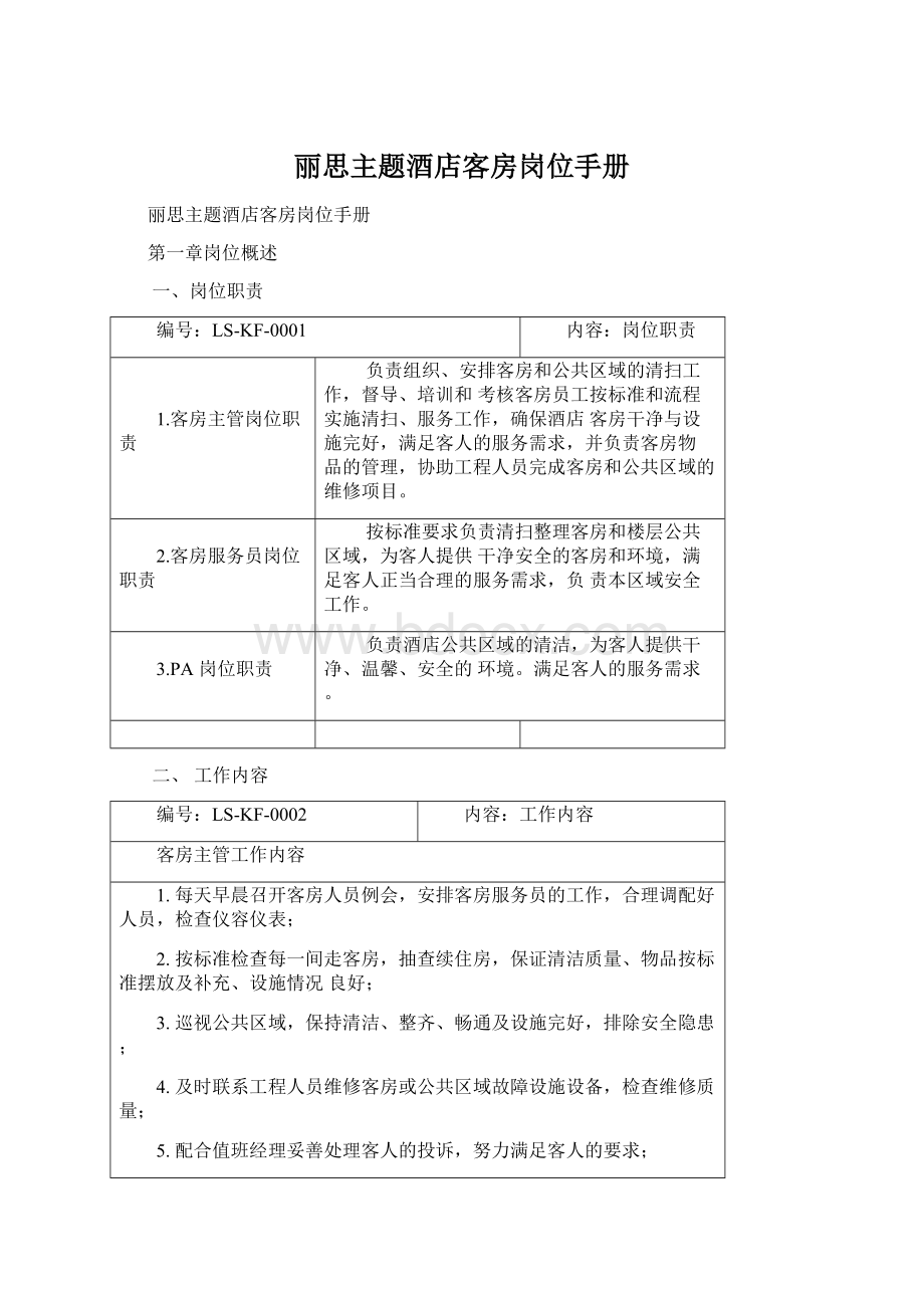 丽思主题酒店客房岗位手册.docx_第1页