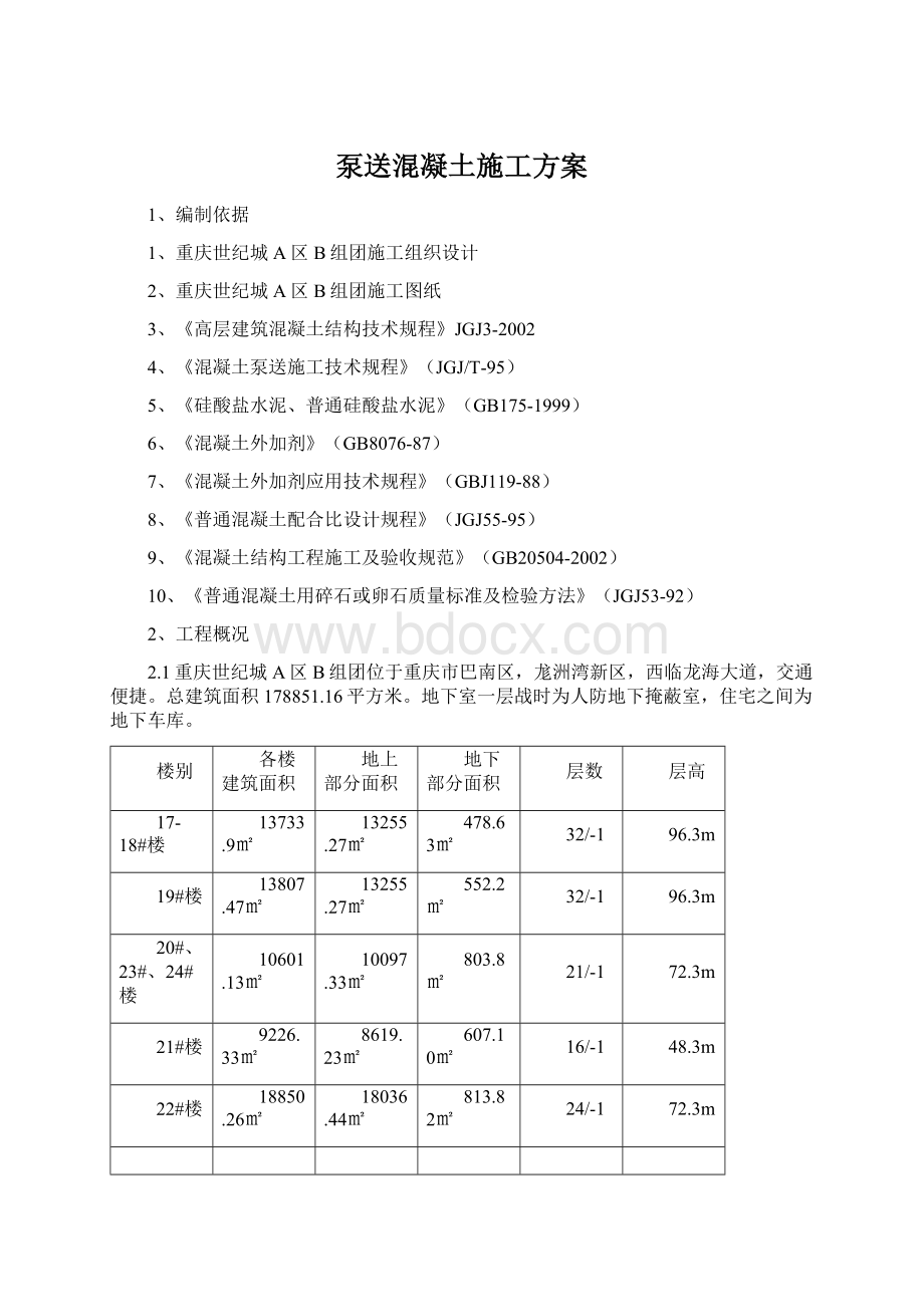 泵送混凝土施工方案.docx_第1页