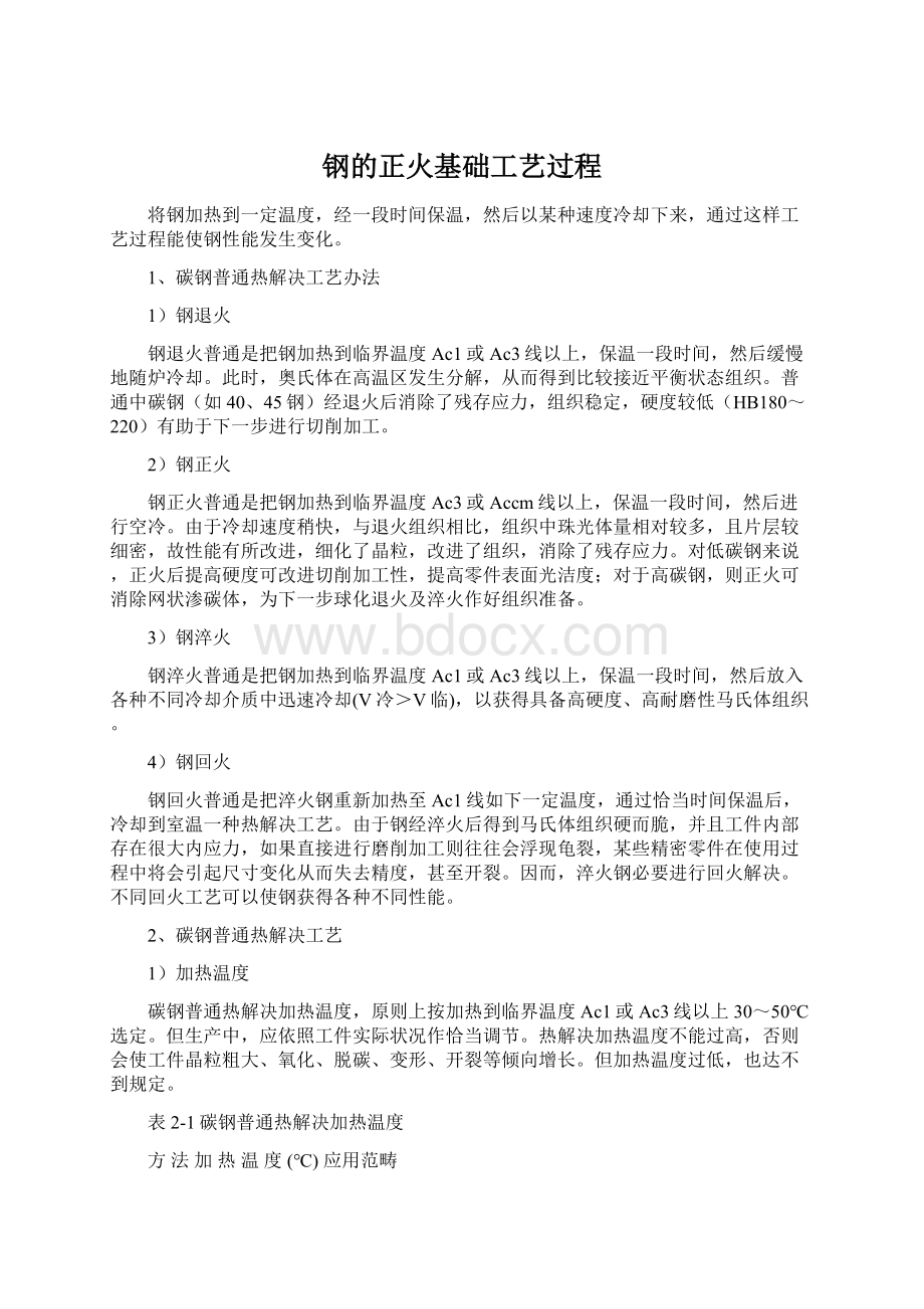 钢的正火基础工艺过程Word格式文档下载.docx