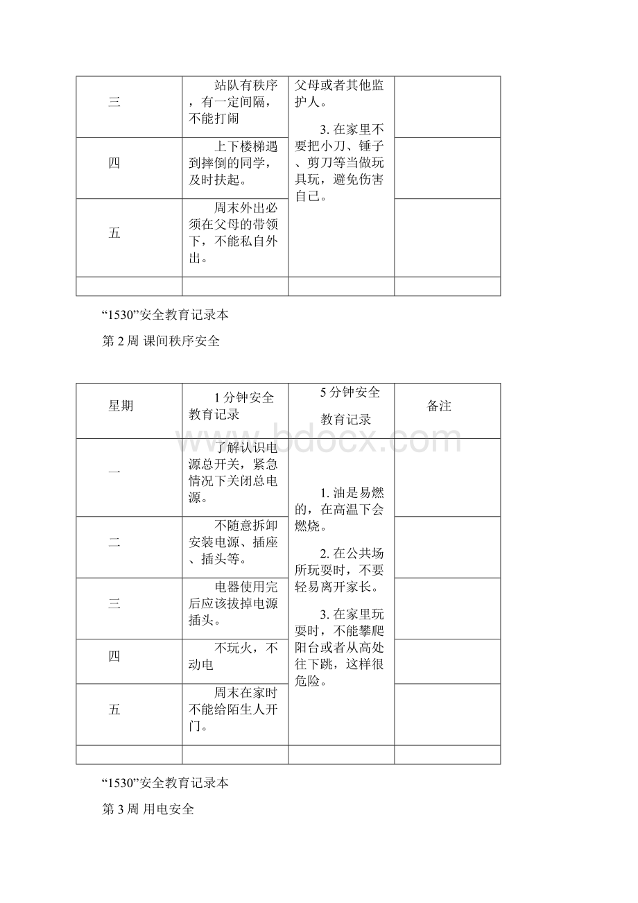 1530安全教育记录本二年级第一学期Word格式文档下载.docx_第2页