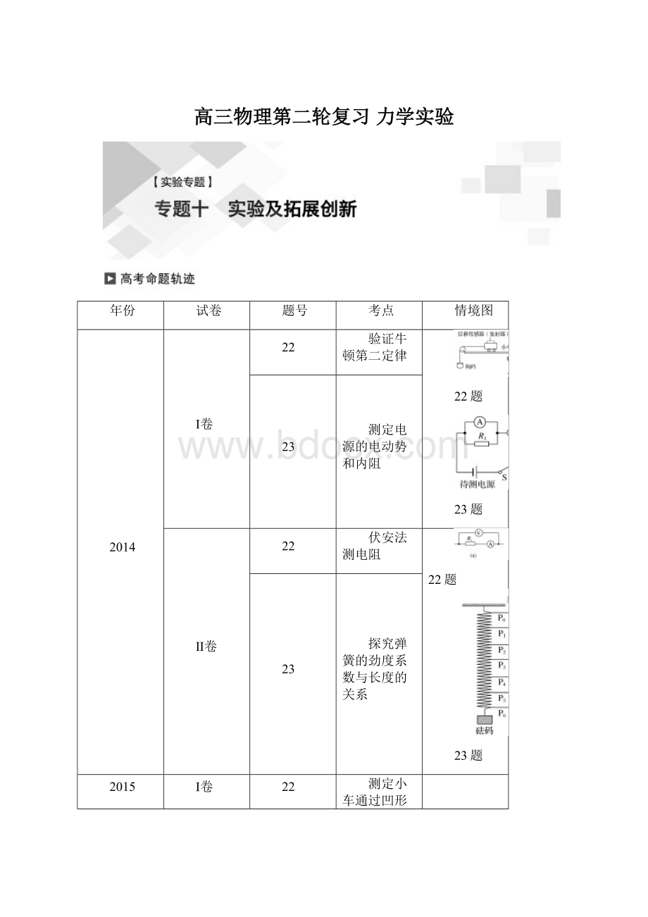 高三物理第二轮复习 力学实验Word文档格式.docx_第1页