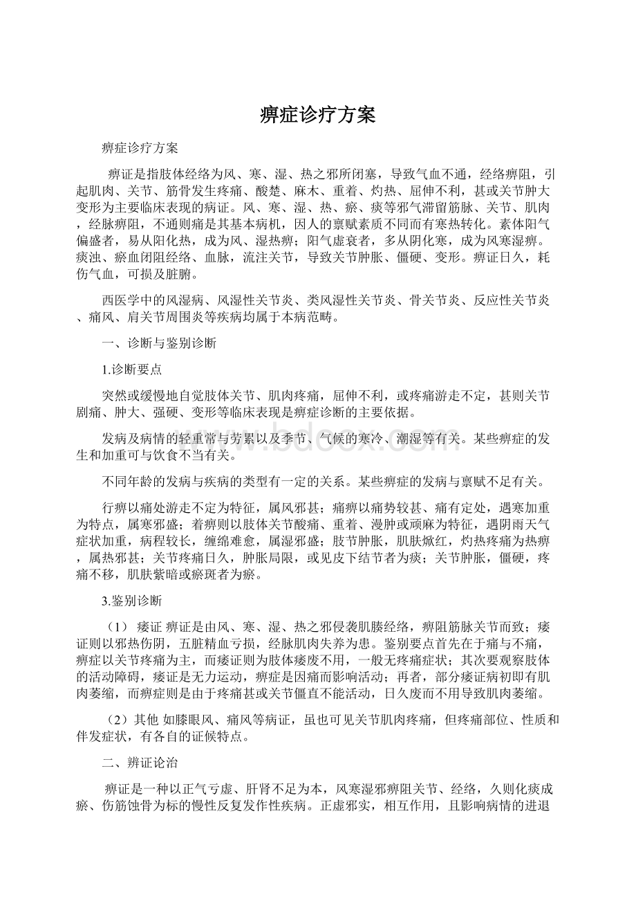 痹症诊疗方案文档格式.docx