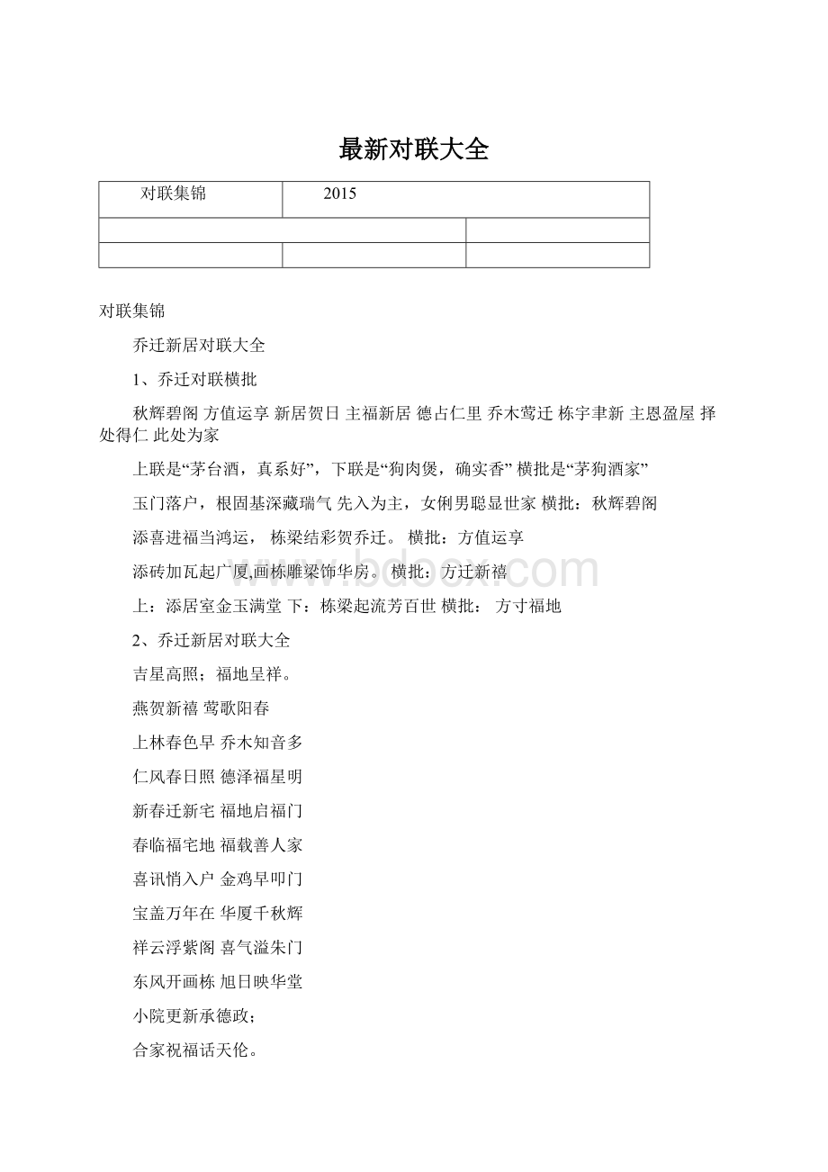 最新对联大全Word文件下载.docx