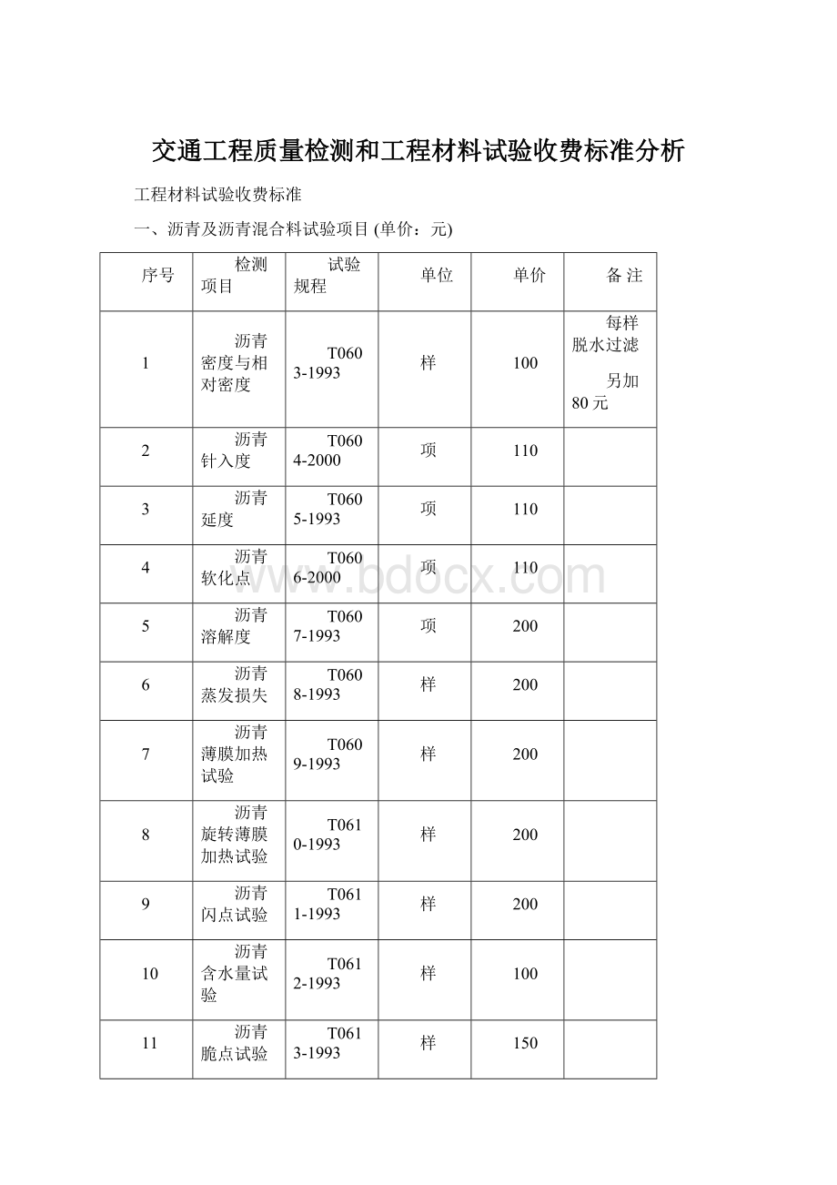 交通工程质量检测和工程材料试验收费标准分析.docx_第1页