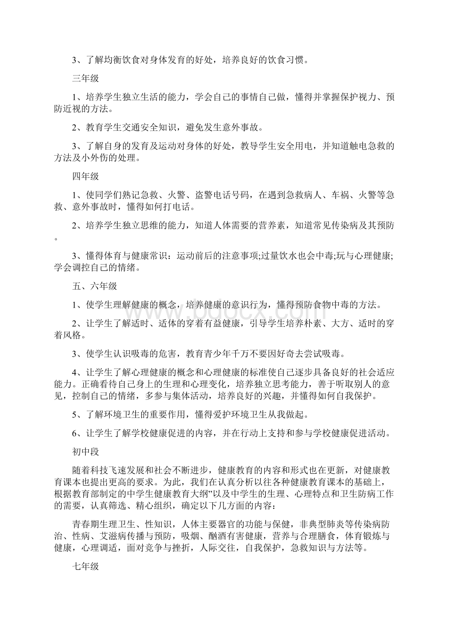 精选小学健康教育实施方案.docx_第2页