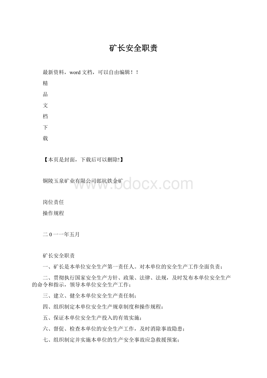 矿长安全职责文档格式.docx_第1页