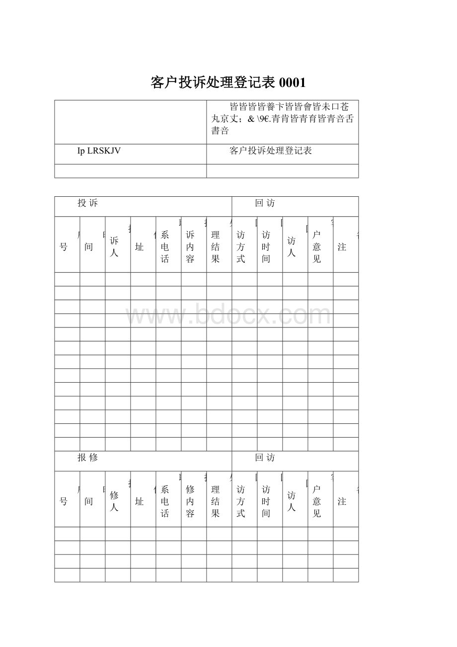 客户投诉处理登记表0001.docx