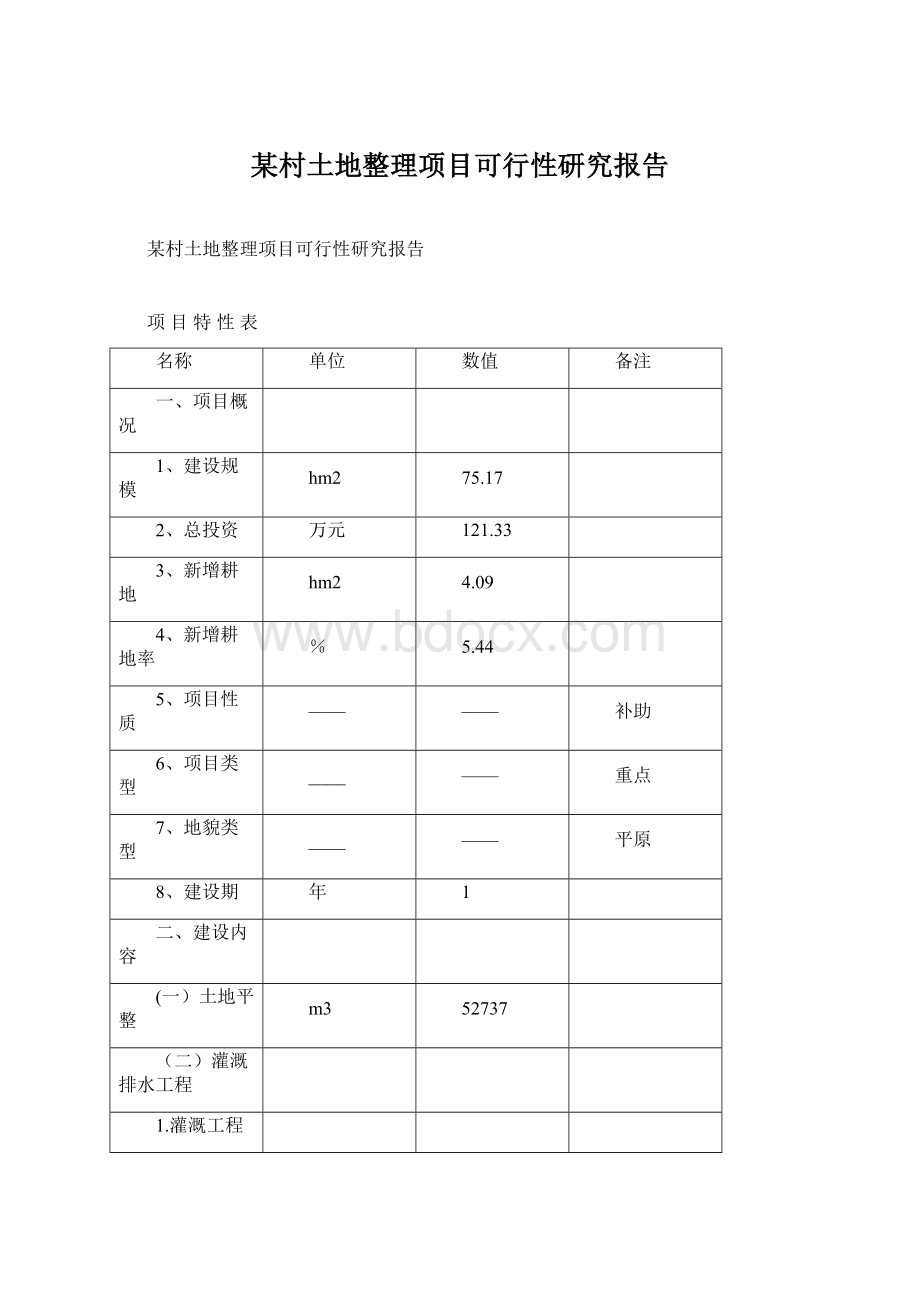 某村土地整理项目可行性研究报告Word文档格式.docx