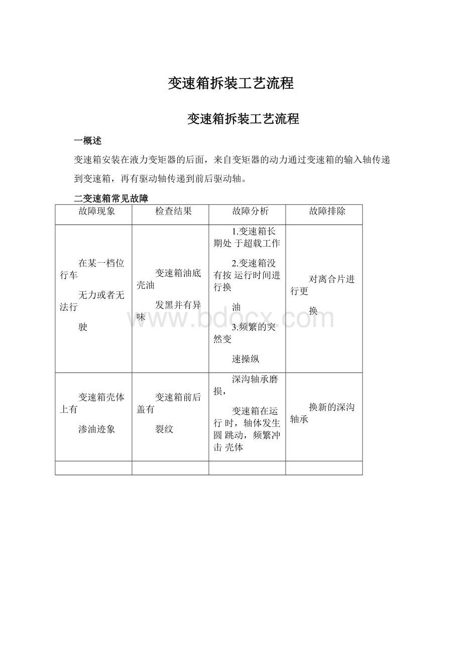 变速箱拆装工艺流程Word格式文档下载.docx