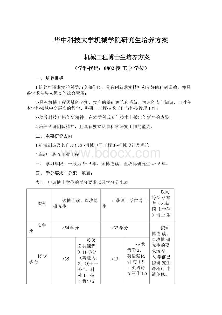 华中科技大学机械学院研究生培养方案Word文件下载.docx