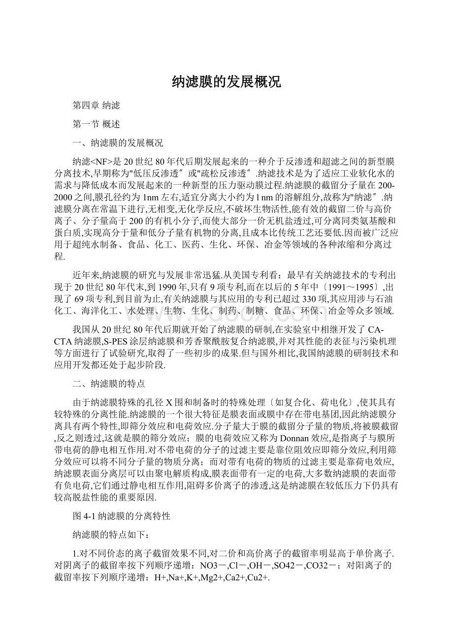 纳滤膜的发展概况Word文档格式.docx