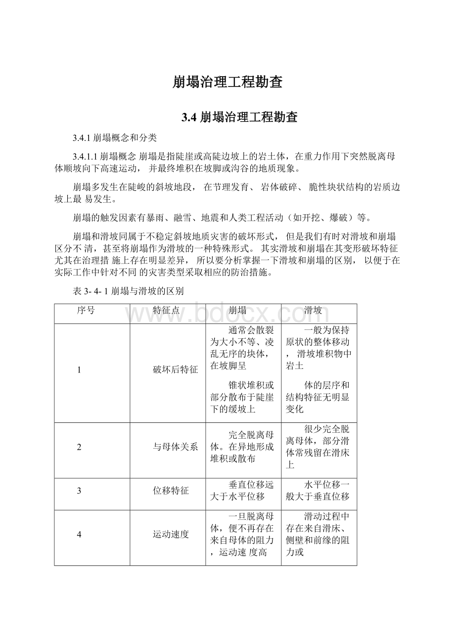 崩塌治理工程勘查Word文档格式.docx