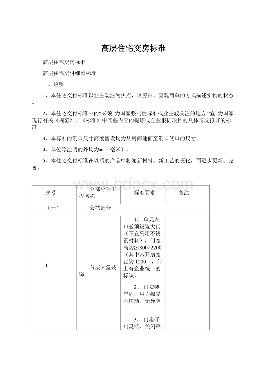 高层住宅交房标准.docx_第1页