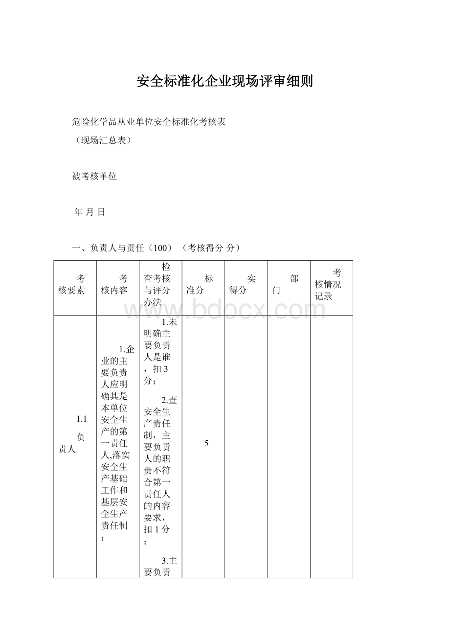 安全标准化企业现场评审细则.docx