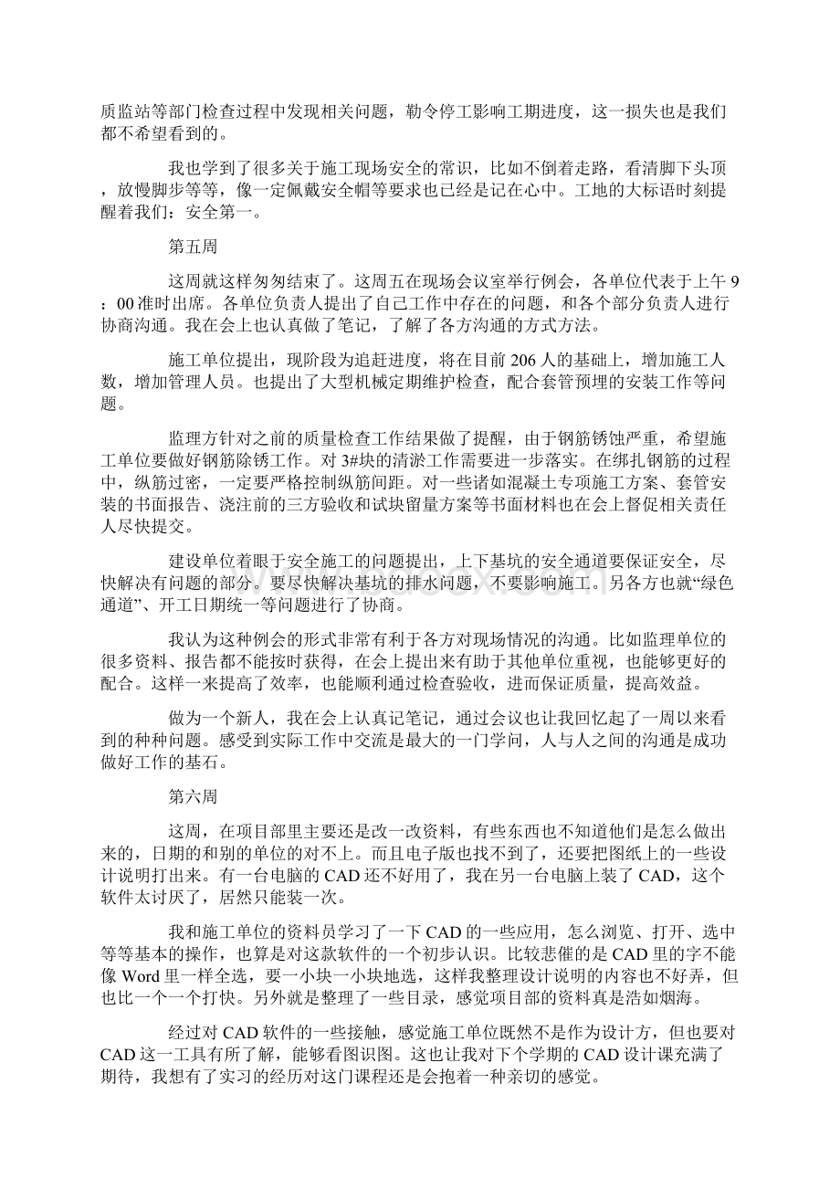 土木工程专业学生实习周记15周.docx_第3页